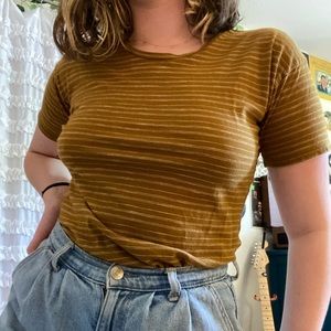 Mustard Yellow, Striped Tee-Shirt